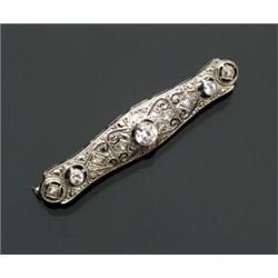 Art Deco Filigree Platinum and Diamond Bar Pin...