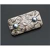 Image 1 : Art Deco Filigree Platinum, Diamond and Cultured Pearl Pendant Brooch...