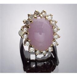 14-Karat Yellow Gold, Lavender Jadeite Jade and Diamond Dinner Ring...