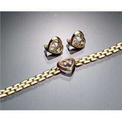 Italian 18-Karat Yellow Gold, Diamond, Ruby and Emerald Three Piece Ensemble...