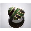 Image 1 : 18-Karat Yellow Gold, Black and Green Galouche Enamel Dome Ring, Cartier...