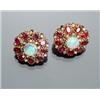 Image 1 : Pair of 14-Karat Yellow Gold, White Opal, Ruby and Diamond French Clip-back Earrings...