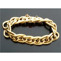 Turkish 22-Karat Textured and Polished Yellow Gold Interlocking Link Bracelet...