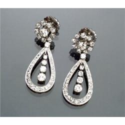 Pair of Platinum and Diamond Pendant Earrings...