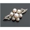 Image 1 : Tested 14-Karat White Gold, Cultured Pearl and Diamond Brooch...