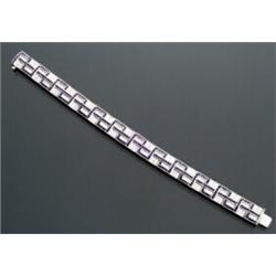 14-Karat White Gold, Blue Sapphire and Diamond Cocktail Bracelet...