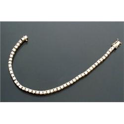 Italian 14-Karat Yellow Gold and Diamond Tennis Bracelet...