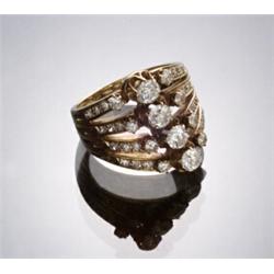 14-Karat Yellow Gold and Diamond Dinner Ring...