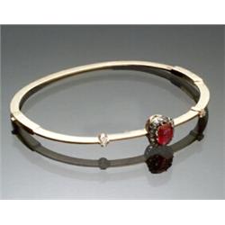 Edwardian Ruby and Diamond Knife Edge Bangle Bracelet...