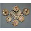 Image 1 : Gold Filled, Gilt Silver and Seed Pearl Foil Back Ruby and Semi-precious Stone Pendant Brooch and...