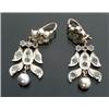 Image 1 : Pair of Low Karat Yellow Gold, Silver, Diamond and Cultured Pearl Pendant Earrings...