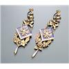 Image 1 : Pair of Russian Tested 14-Karat Yellow Gold, Blue Enamel, Diamond and Seed Pearl Pendant Earrings...