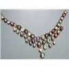 Image 1 : 14-Karat Yellow Gold and Multi-colored Semi-precious Stone Tassel Necklace...