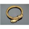 Image 1 : Etruscan Revival Tested 14-Karat Yellow Gold and Diamond Twin Panther Head Bangle Bracelet...