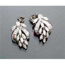 Pair of Platinum and Diamond Floral Clip-back Earrings...