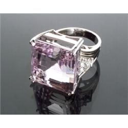 18-Karat White Gold, Kunzite and Diamond Dinner Ring...