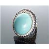 Image 1 : Tested 18-Karat Yellow and White Gold, Persian Turquoise, Diamond and Blue Sapphire Dinner Ring...