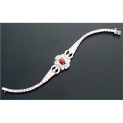 18-Karat White Gold, Ruby and Diamond Cocktail Bracelet...