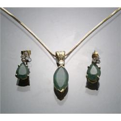 18-Karat Yellow Gold, Emerald and Diamond Three-Piece Ensemble...