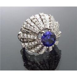 Platinum, Tanzanite and Diamond Dinner Ring...