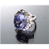 Image 1 : Platinum, Blue Sapphire and Diamond Dinner Ring...