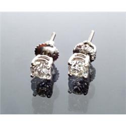 Pair of 14-Karat White Gold and Diamond Ear Studs...