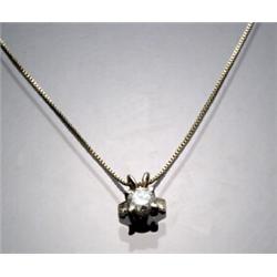 14-Karat Yellow and White Gold and Solitaire Diamond Pendant and Chain...