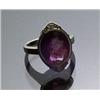 Image 1 : Art Deco 14-Karat White Gold, Amethyst and Twin Diamond Dinner Ring...