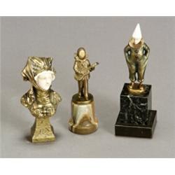 Two Continental Small Bronze and Ivory Figures...