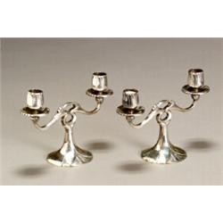 Pair of Gallia Silver Plate Two-Light Candelabra...