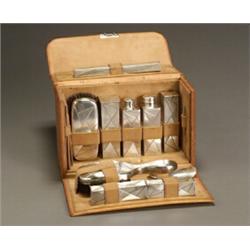 International Sterling Thirteen-Piece Art Deco Traveling Dresser Set...