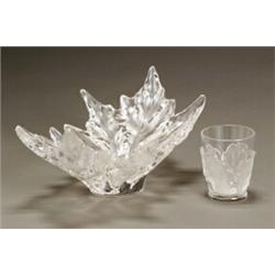 Lalique Molded and Frosted Glass 'Chêne' Center Bowl and Tumbler...