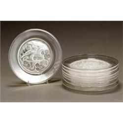 Set of Eight Lalique Molded and Frosted Glass 'Marienthal' Plates...