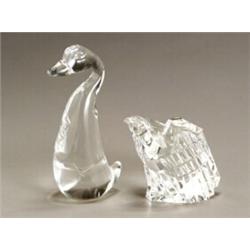 Two Steuben Clear Glass Figures of Birds...