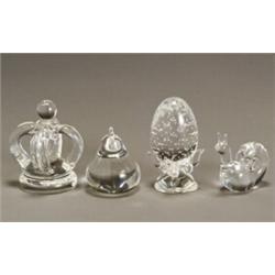 Four Steuben Clear Glass Paperweights...