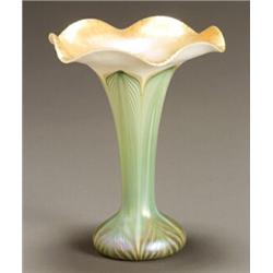 Quezal Iridescent Glass Floriform Vase...