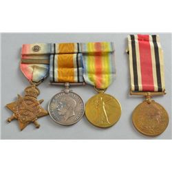 Group of four medals 1914 star with clasp 5th August
