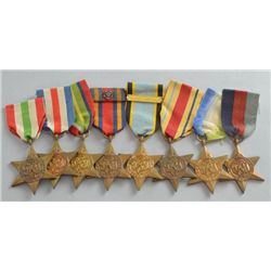 Collection of all eight WW2 Campaign Stars