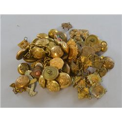 Collection of military badges and buttons and two