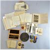 A collection of ephemera and WWI service medals