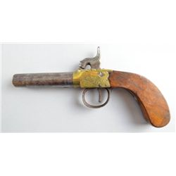 19th century percussion cap pocket pistol with brass