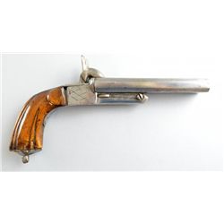 19th century double-barreled pinfire pistol with