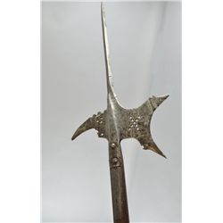 Elizabeth I cast iron and mahogany pike/halberd with