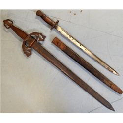 18th century style sword 29" and a bayonet 22"