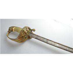 Naval officers sword with ivory and wire grip the blade