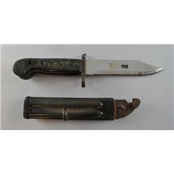 East German AKM type II bayonet in scabbard, 13" long,
