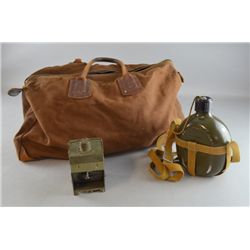 WWII military bag, canvas with leather trim former