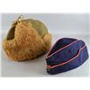 Image 1 : Military side cap , other ranks, blue wool with red