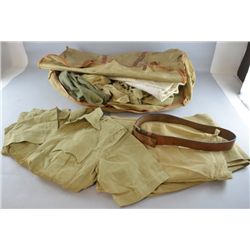 Kit bag containing WWI issue leather belt, re-used RAF