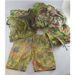A collection of post WWII camouflage uniform including